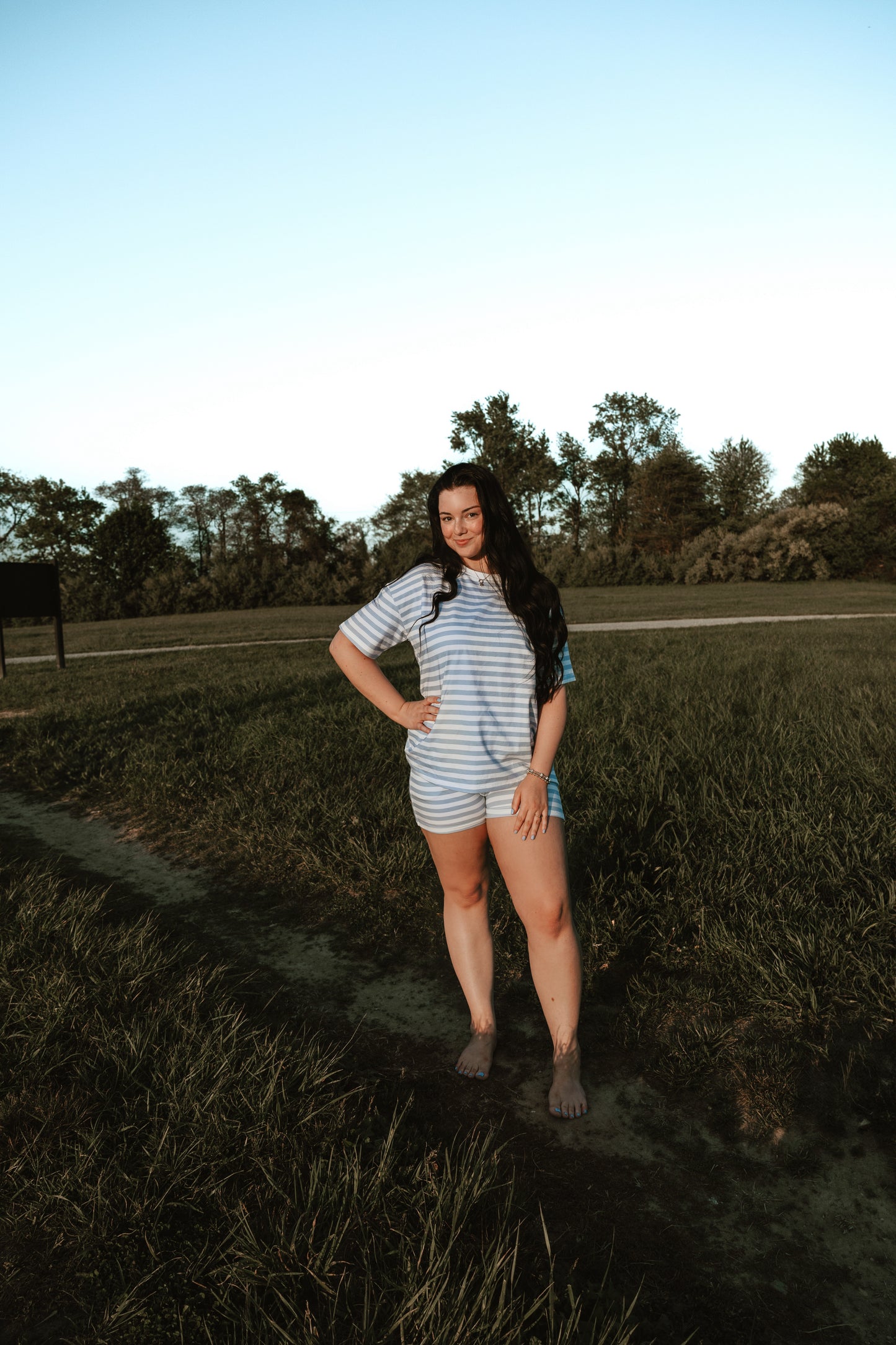 Airy Essentials Everyday T-Shirt - Blue Stripe (Mama)