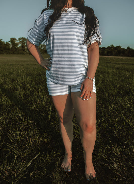 Airy Essentials Everyday Shorts - Blue Stripe (Mama)